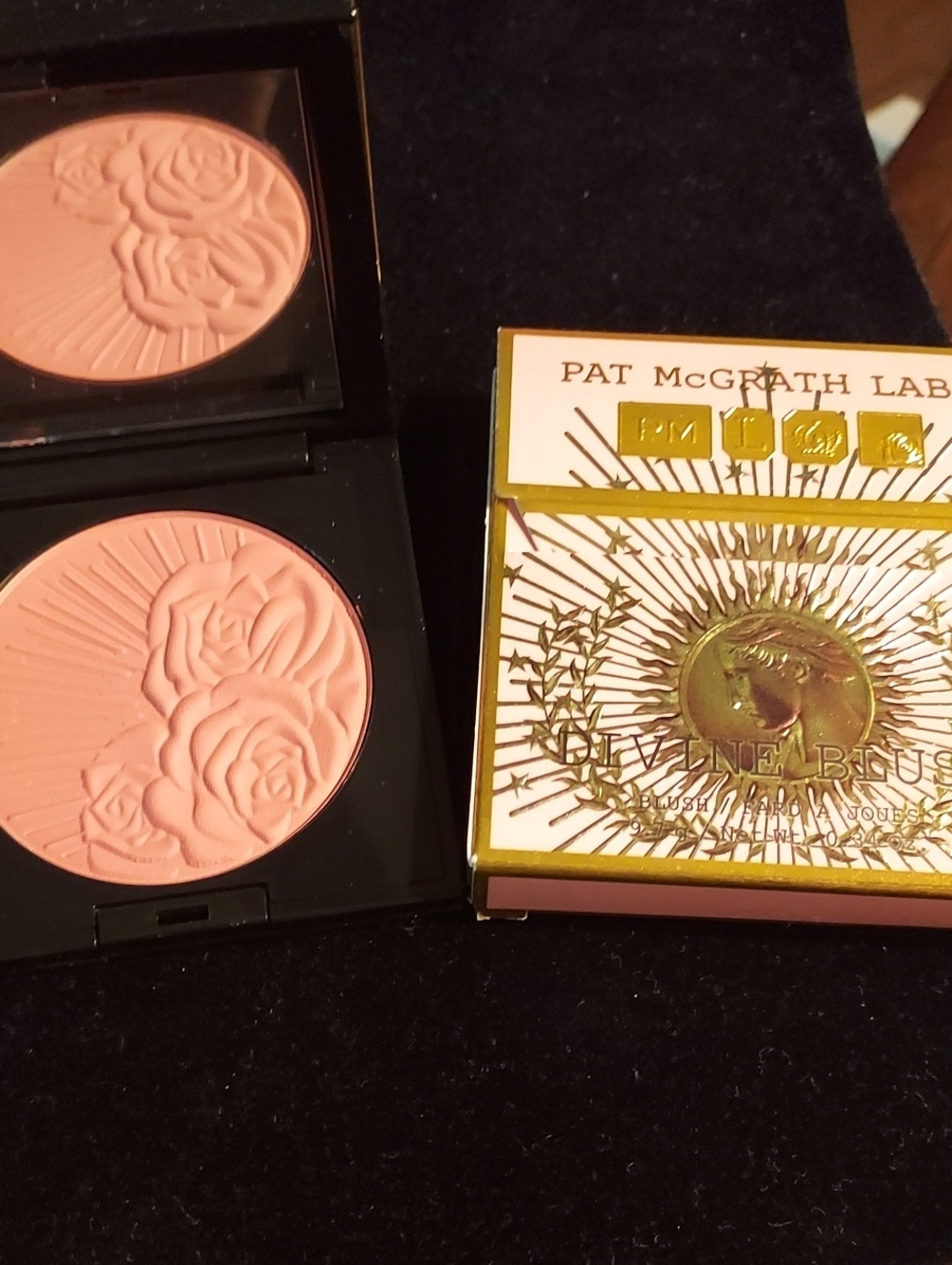 Pat McGrath Peach-Pink Blush Compact with Embossed Rose Design